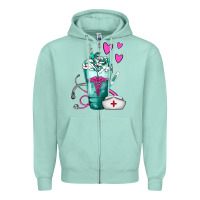 Seafoam Nurse Frappe Zipper Hoodie - FaDigitalArtStudio