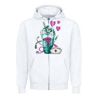 White Nurse Frappe Zipper Hoodie - FaDigitalArtStudio