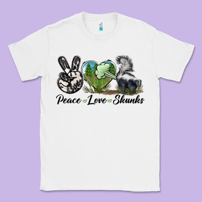 Peace Love Skunks Classic Tee Designed By Lillyallendesigns