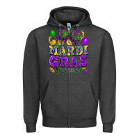 Charcoal Heather Mardi Gras squad Zipper Hoodie - FaDigitalArtStudio