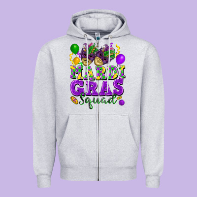 Mardi Gras Squad Zipper Hoodie Designed By Fadigitalartstudio