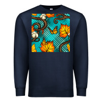 Navy autumn leaves seamless pattern Premium Sweatshirt - BundleAndBundleShop