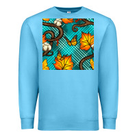 Ocean Blue autumn leaves seamless pattern Premium Sweatshirt - BundleAndBundleShop