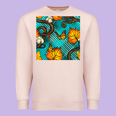 Autumn Leaves Seamless Pattern Premium Sweatshirt Designed By Bundleandbundleshop