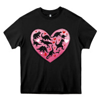 Black dinosaur valentine heart Heavy Core Tee - MaliasSmallBusiness