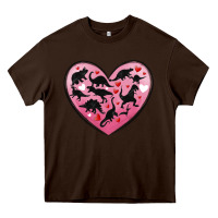 Chocolate Brown dinosaur valentine heart Heavy Core Tee - MaliasSmallBusiness