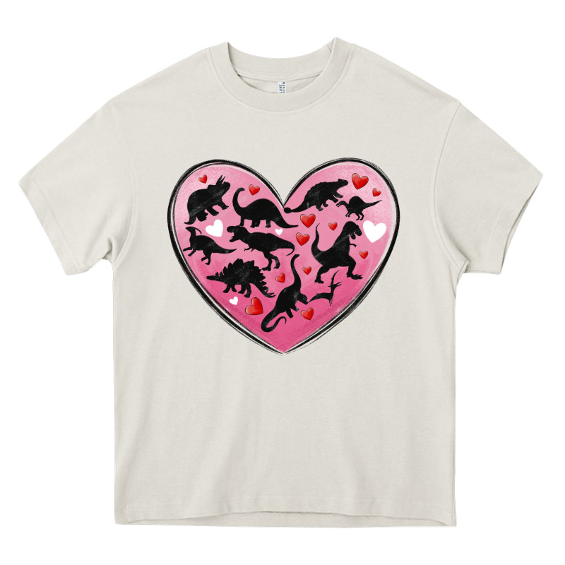 Dinosaur Valentine Heart Heavy Core Tee by MaliasSmallBusiness | Teevron