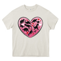 Cream dinosaur valentine heart Heavy Core Tee - MaliasSmallBusiness