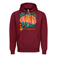 Burgundy Give Thanks Zipper Hoodie - FaDigitalArtStudio