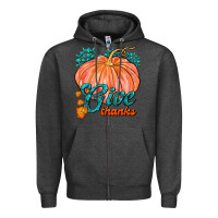 Charcoal Heather Give Thanks Zipper Hoodie - FaDigitalArtStudio