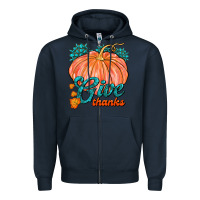 Navy Give Thanks Zipper Hoodie - FaDigitalArtStudio