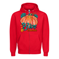 Red Give Thanks Zipper Hoodie - FaDigitalArtStudio