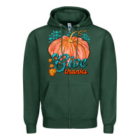 Sports Green Give Thanks Zipper Hoodie - FaDigitalArtStudio