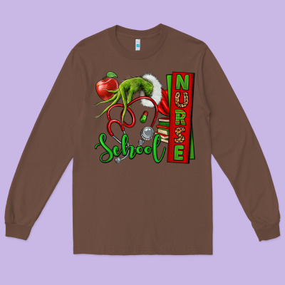 Christmas Character Nurse Long Sleeve Tee Designed By Nancycooperartshop