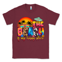 Burgundy the beach is my happy place Classic Tee - Artiststas