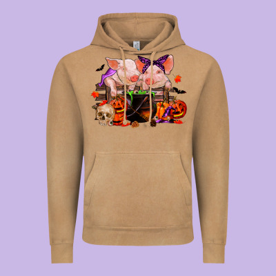 Halloween Pigs Vintage Hoodie Designed By Ranaportraitstore