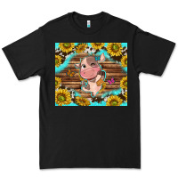 Black western cute cow with sunflower Premium Tee - NancyCooperArtShop