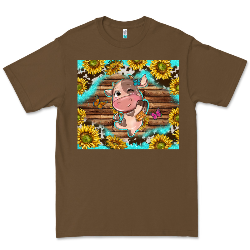 Western Cute Cow With Sunflower Premium Tee by NancyCooperArtShop | Teevron