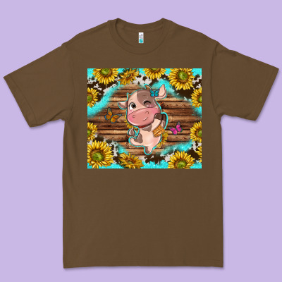 Western Cute Cow With Sunflower Premium Tee Designed By Nancycooperartshop