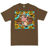 Cacao western cute cow with sunflower Premium Tee - NancyCooperArtShop