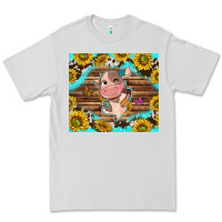Dove Grey western cute cow with sunflower Premium Tee - NancyCooperArtShop