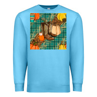 Ocean Blue fall boot seamless pattern Premium Sweatshirt - BundleAndBundleShop