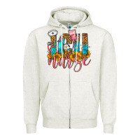 Oatmeal Heather Western ICU Intensive Care Unit Nurse Zipper Hoodie - FaDigitalArtStudio