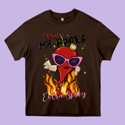 I Prefer My Books Extra Spicy Heavy Core Tee Designed By Maliassmallbusiness