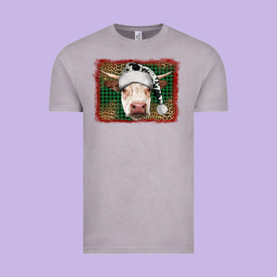 Merry Christmas Hereford Cow With Background Vintage Tee Designed By Ranaportraitstore