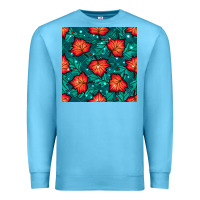 Ocean Blue fall leaves seamless pattern Premium Sweatshirt - BundleAndBundleShop