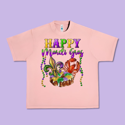 Happy Mardi Gras Fleur De Lis King Cake Crawfish Urban Heavy Tee Designed By Ranaportraitstore