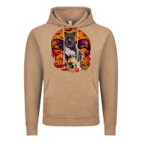 Vintage Coffee halloween pitbull dog Vintage Hoodie - RanaPortraitStore