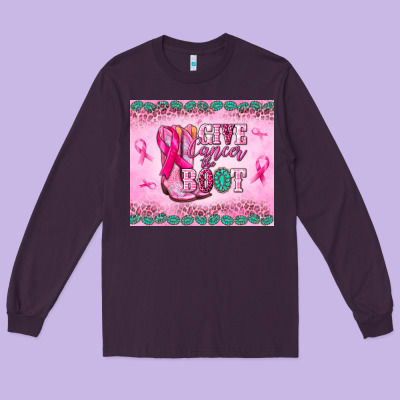 Give Cancer The Boot Long Sleeve Tee Designed By Nancycooperartshop