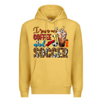 Antique Gold I Run On Coffee And Soccer Frappe Premium Hoodie - FaDigitalArtStudio