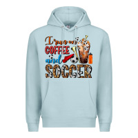 Blue Mist I Run On Coffee And Soccer Frappe Premium Hoodie - FaDigitalArtStudio