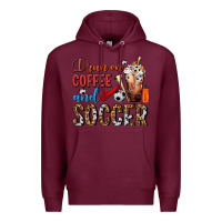 Burgundy I Run On Coffee And Soccer Frappe Premium Hoodie - FaDigitalArtStudio