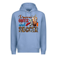 Colony Blue I Run On Coffee And Soccer Frappe Premium Hoodie - FaDigitalArtStudio