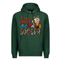 Sports Green I Run On Coffee And Soccer Frappe Premium Hoodie - FaDigitalArtStudio
