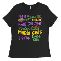 Black i'm a king cake eatin' mardi gras lovin' kinda gir Ladies Tee - MaliasSmallBusiness
