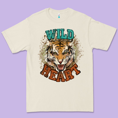 Wild Heart Tiger College Western Premium Tee Designed By Nancycooperartshop