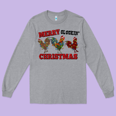 Merry Cluckin' Christmas Long Sleeve Tee Designed By Ranaportraitstore