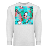 Oatmeal Heather Nurse Gloves Seamless Pattern Premium Sweatshirt - BundleAndBundleShop