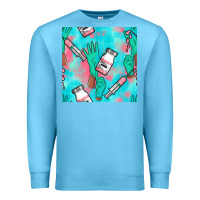 Ocean Blue Nurse Gloves Seamless Pattern Premium Sweatshirt - BundleAndBundleShop