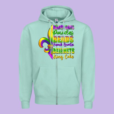 Mardi Gras Parades Beads Zipper Hoodie Designed By Fadigitalartstudio