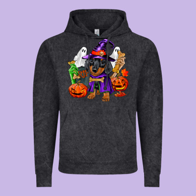 Halloween Dachshund Puppy Dog Vintage Hoodie Designed By Ranaportraitstore