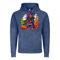 Vintage Denim Halloween dachshund puppy dog Vintage Hoodie - RanaPortraitStore