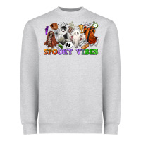 Heather Grey spooky vibes sports ghosts Heavyweight Sweatshirt - CowGirlArtShop