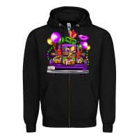 Black mardi gras farm truck back view Zipper Hoodie - FaDigitalArtStudio