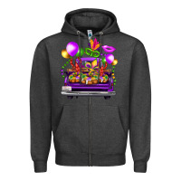 Charcoal Heather mardi gras farm truck back view Zipper Hoodie - FaDigitalArtStudio