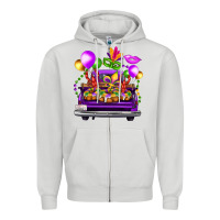 Dove Grey mardi gras farm truck back view Zipper Hoodie - FaDigitalArtStudio